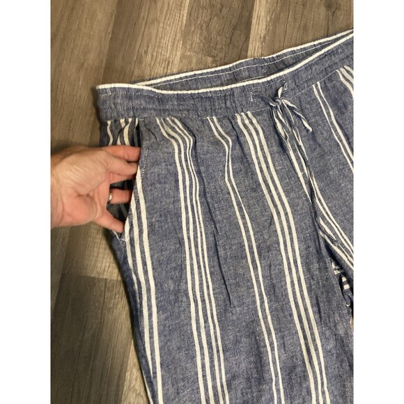 Old Navy Pants Women’s XL Wide Leg Linen Blend Striped Pull On Casual Beach Boho - Picture 3 of 8